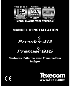 Mode d’emploi Texecom Premier 816 Système d’alarme