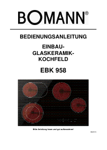 Bedienungsanleitung Bomann EBK 958 Kochfeld