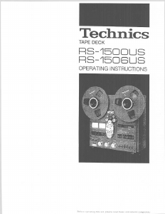 Bedienungsanleitung Technics RS-1506US Tonbandgerät