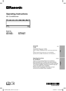 Manual Rasonic RU-V7RW-1 Air Conditioner