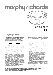 Manual Morphy Richards 48710 Slow Cooker