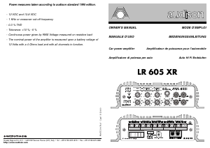 Mode d’emploi Audison LR 605 XR Amplificateur de voiture