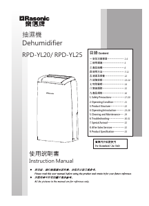 Manual Rasonic RPD-YL20 Dehumidifier
