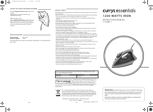 Handleiding Currys Essentials C120IR11 Strijkijzer