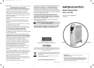 Bruksanvisning Currys Essentials C7MOR12 Värmefläkt