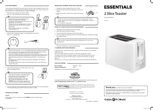 Manual Currys Essentials C02TW17 Toaster