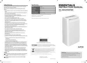 Bruksanvisning Currys Essentials C10DH16 Avfuktare
