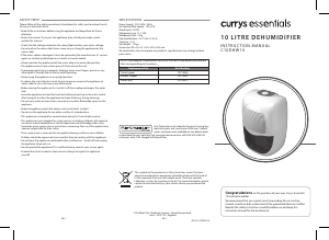 Bruksanvisning Currys Essentials C10DHW10 Avfuktare