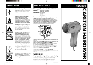Handleiding Carlton HD1000 Haardroger
