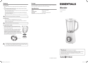 Bruksanvisning Currys Essentials C15BW19 Blender