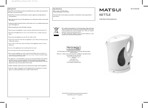 Manual Matsui M17JKW09 Kettle