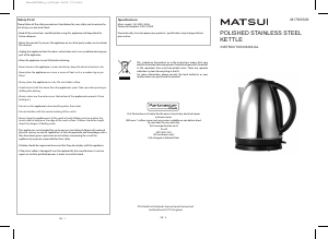 Bruksanvisning Matsui M17KSS09 Vattenkokare