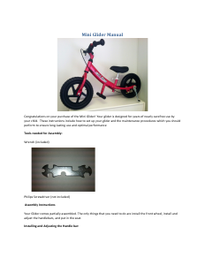 Bruksanvisning Balance Bikes Mini Glider Cykel