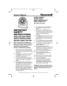 Bruksanvisning Honeywell HFT-114BC Fläkt
