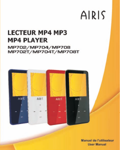 Mode d’emploi Airis MP708T Lecteur Mp3