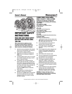 Bruksanvisning Honeywell HT-809 Fläkt
