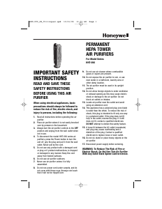 Manual de uso Honeywell HHT-090 Purificador de aire