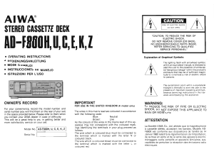 Bruksanvisning Aiwa AD-F800E Kassettbandspelare
