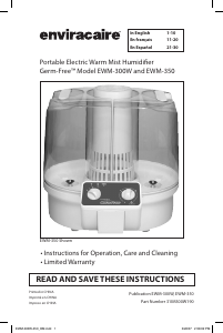 Mode d’emploi Enviracaire EWM-350 Humidificateur