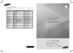 Bruksanvisning Samsung PS50A550S1R Plasma TV