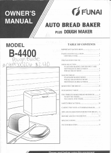 Manual Funai B-4400 Bread Maker