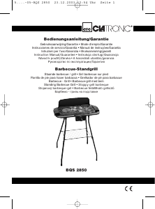 Mode d’emploi Clatronic BQS 2850 Barbecue