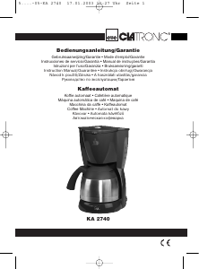 Manuale Clatronic KA 2740 Macchina da caffè