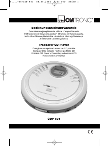Mode d’emploi Clatronic CDP 601 Lecteur CD portable