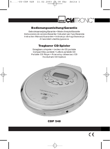 Mode d’emploi Clatronic CDP 548 Lecteur CD portable