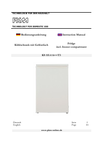 Manual PKM KS 115.4A++T3 Refrigerator