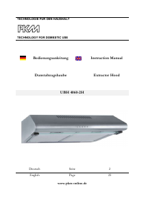 Bruksanvisning PKM UBH 4060-2H Köksfläkt