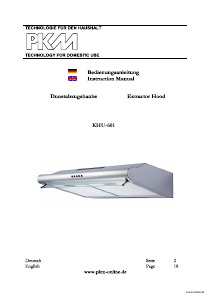 Manual PKM KHU-601 Cooker Hood