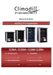 Handleiding Climadiff CLS33A Wijnklimaatkast