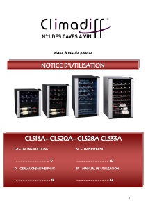 Bedienungsanleitung Climadiff CLS28A Weinklimaschrank