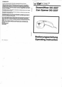 Bruksanvisning Clatronic DO 2237 Konservöppnare