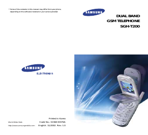 Bruksanvisning Samsung SGH-T200 Mobiltelefon