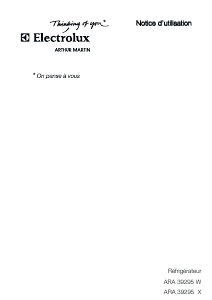 Mode d’emploi Arthur Martin-Electrolux ARA39295W Réfrigérateur