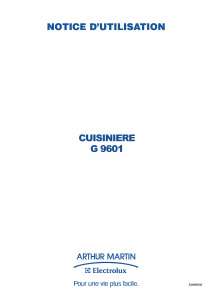 Mode d’emploi Arthur Martin-Electrolux G9601CCX Cuisinière