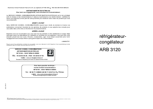 Mode d’emploi Arthur Martin-Electrolux ARB3120 Réfrigérateur combiné