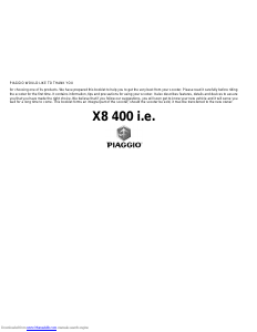 Bruksanvisning Piaggio X8 400ie (2007) Skoter