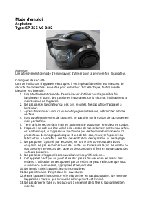 Mode d’emploi SupportPlus SP-ZSS-VC-0402 Aspirateur