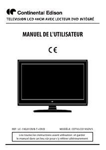 Mode d’emploi Continental Edison CETVLCD19SDV5 Téléviseur LCD
