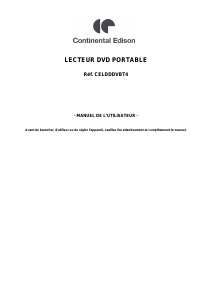 Mode d’emploi Continental Edison CELDDDVBT4 Lecteur DVD