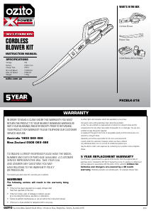 Manual Ozito PXCBLK-218 Leaf Blower