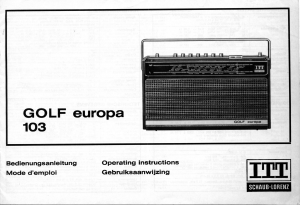 Bedienungsanleitung ITT Schaub-Lorenz Golf Europa 103 Radio