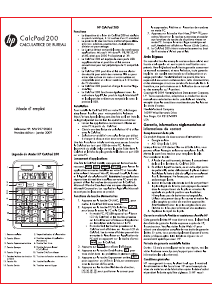 Mode d’emploi HP CalcPad 200 Calculatrice