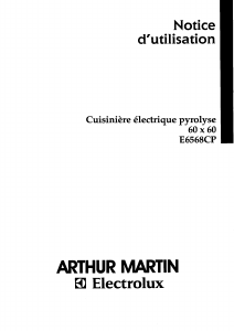 Mode d’emploi Arthur Martin-Electrolux E6568CP Cuisinière