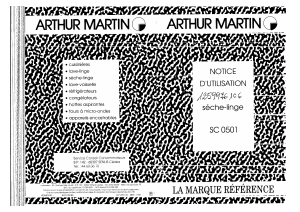 Mode d’emploi Arthur Martin SC0501 Sèche-linge