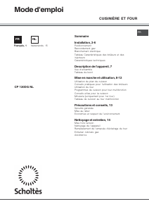 Mode d’emploi Scholtès CP 120DG NL Cuisinière