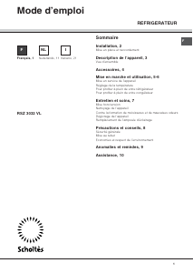 Mode d’emploi Scholtès RSZ 3032 VL Réfrigérateur